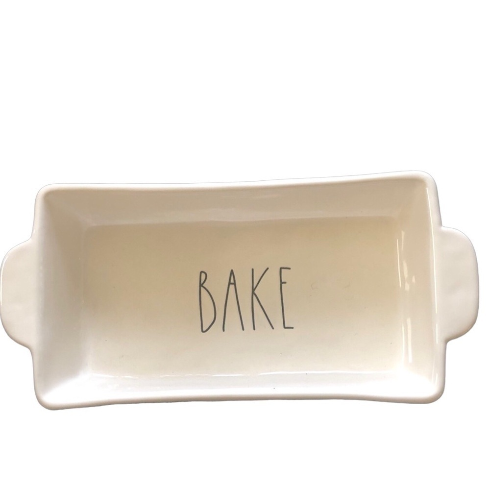 Rae Dunn Artisan Collection Baking BAKE Dish Ceramic Spell Out 8.5X5 White